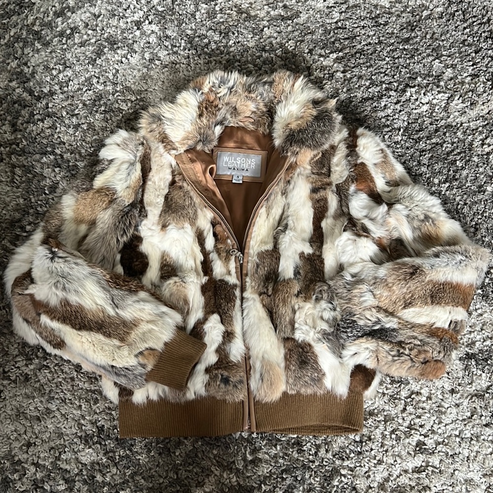 Wilson leather rabbit fur jacket size Small